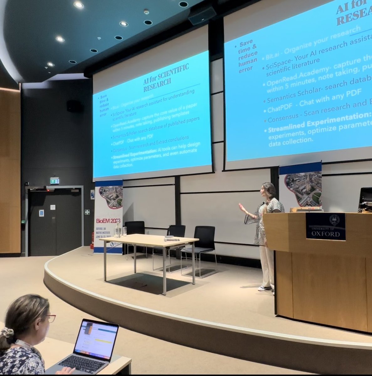 astridhpilla's tweet photo. And that’s a wrap! My first talk at @UniofOxford with the annual #BioEM23 meeting with some of the brightest minds around the world in #electrotherapeutics and bioelectrochemistry.  

The most popular part of the discussion was centered around AI, and how to ensure the information is valid, and while ChatGPT keeps on learning, are we as a society responsible in ensuring that we publish proper information and who is responsible for ensuring validity of response⚔️⚔️ #Metaverse #AI #STEM