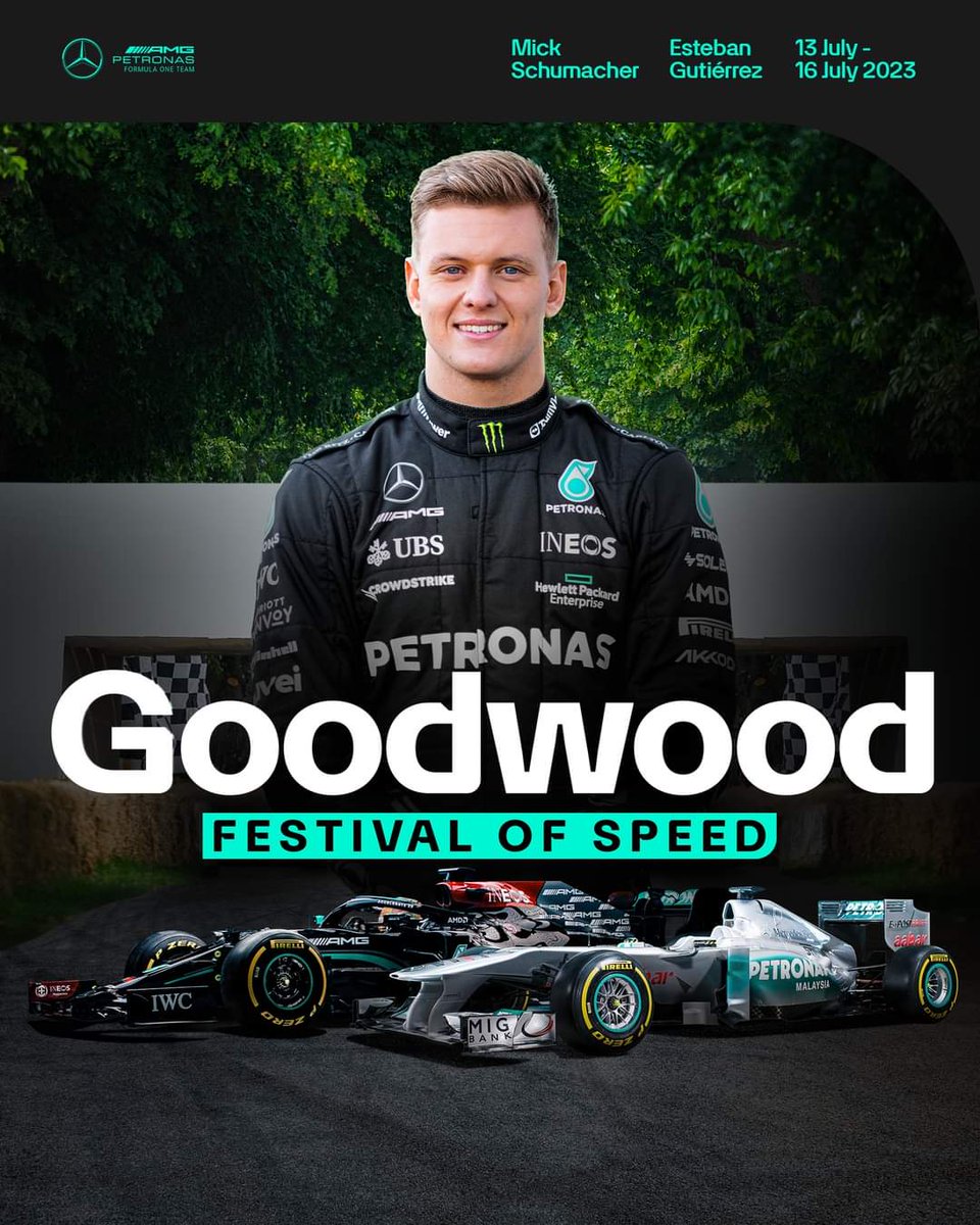 #Repost @MercedesAMGF1 
---
Goodwood ready. 💪

Announcing our Goodwood Festival of Speed line-up for 2023, featuring Mick Schumacher in W02 and Esteban Gutiérrez in W12. 🤩

#gwflatout #Mick #Esteban