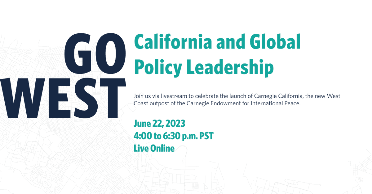CarnegieEndow's tweet photo. TODAY @ 4pm PDT!📢 

Join us for the celebratory virtual launch of Carnegie California, and to reflect on the global importance of subnational actors. 

RSVP now: https://t.co/OnZBXyL25s https://t.co/s6HdWij4jd