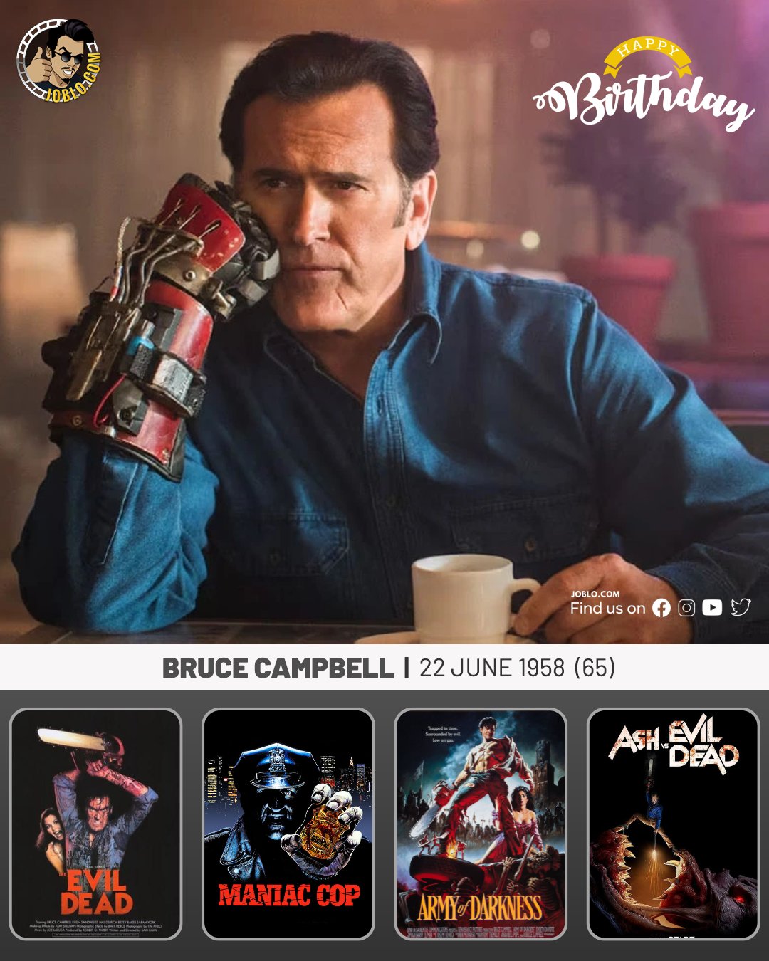 Happy birthday to Bruce Campbell, who turns 65 today!    