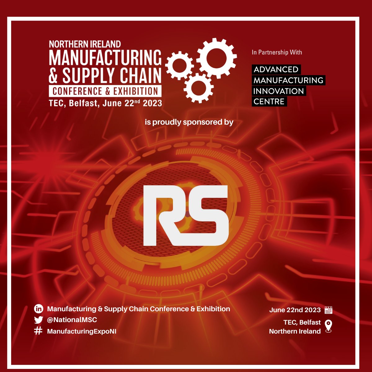 MSC_Event's tweet photo. A big thank you to @WeAreRSGroup for sponsoring the Northern Ireland Manufacturing &amp; Supply Chain Conference! Your expertise in omni-channel solutions and extensive inventory of replacement parts contribute to operational excellence. 

#SponsorAppreciation #ManufacturingExpoNI https://t.co/Tv5xN61Vt7