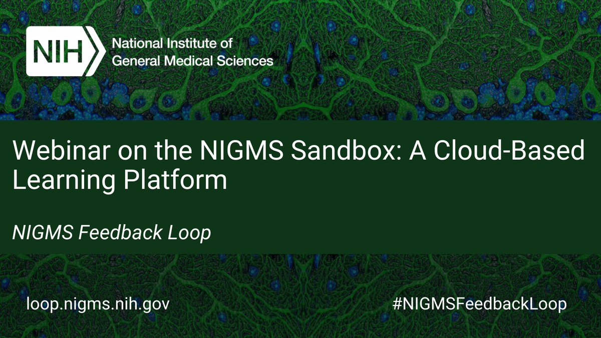 Reminder! Join us for the #NIGMS Sandbox webinar tomorrow, June 23, 1:30-3:30 p.m. ET, aimed to help you start or enrich your cloud-computing journey. bit.ly/42ytGrv