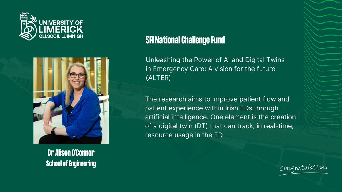 AI has the potential to to support improvements in the Irish Health Service. Dr Alison O'Connor is part of team looking at how AI can be used.

#SFINationalChallengeFund #ULResearch #ResearchImpact #StayCurious #AI