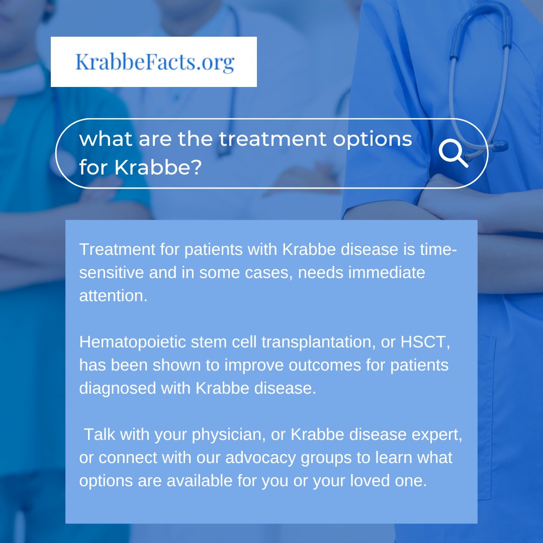 KrabbeFacts's tweet image. 📣 Some treatments &amp;amp; trials for Krabbe disease require immediate attention. Hematopoietic stem cell transplantation (HSCT) shows promising outcomes. Consult your physician, connect with advocacy groups. Learn more at loom.ly/Qz_y4a4 💻

#KrabbeDisease #KrabbeFacts