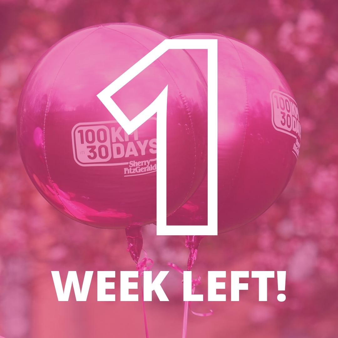 1 WEEK LEFT 📷

How will you be clocking up the last few kilometres? 📷📷📷 📷

If you would like to donate &amp; support the Marie Keating Foundation, please visit 100kin30days.ie 📷

<a href="/100kin30days/">100kin30days</a> @mariekeatingfoundation 

#sherryfitz #100kin30days #pinkarmy