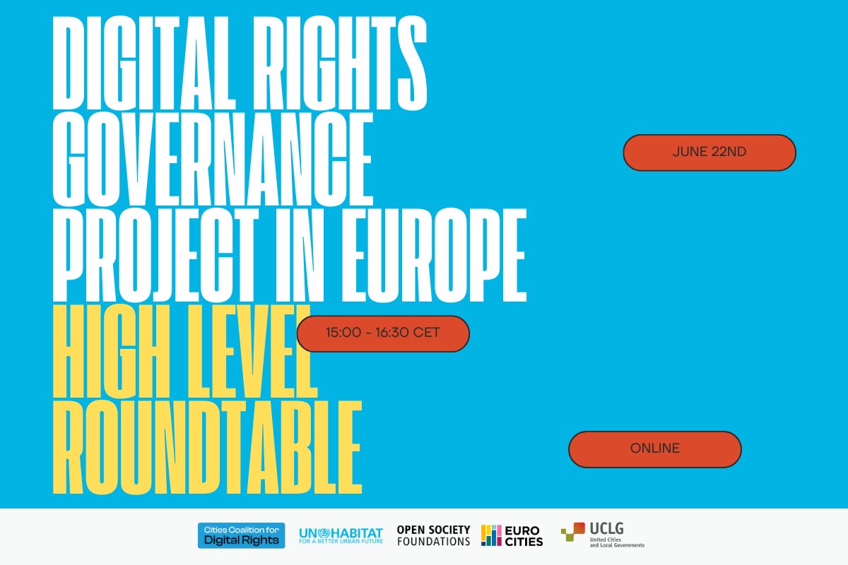 🔴 Starting now! Digital Rights Governance Project in Europe High Level Roundtable sharing outcomes from Brussels, Dublin, Sofia and Tirana, together with @UNHABITAT, @EUROCITIES. @uclg_org & the @OpenSociety #digitalrights