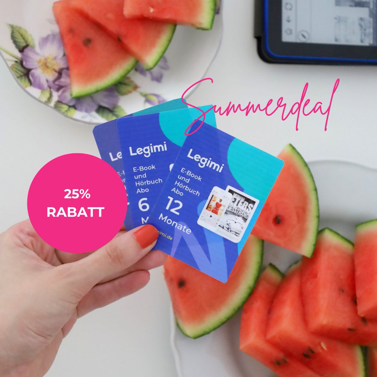 🍉🏝️Der Sommerdeal startet jetzt!
Ab heute erhältst du auf #Legimi-Gutscheine für 3, 6 oder 12 Monat ganze 25% RABATT. 😍

Hier geht es zu den Gutscheinen und allen Infos: legimi.de/geschenkgutsch…