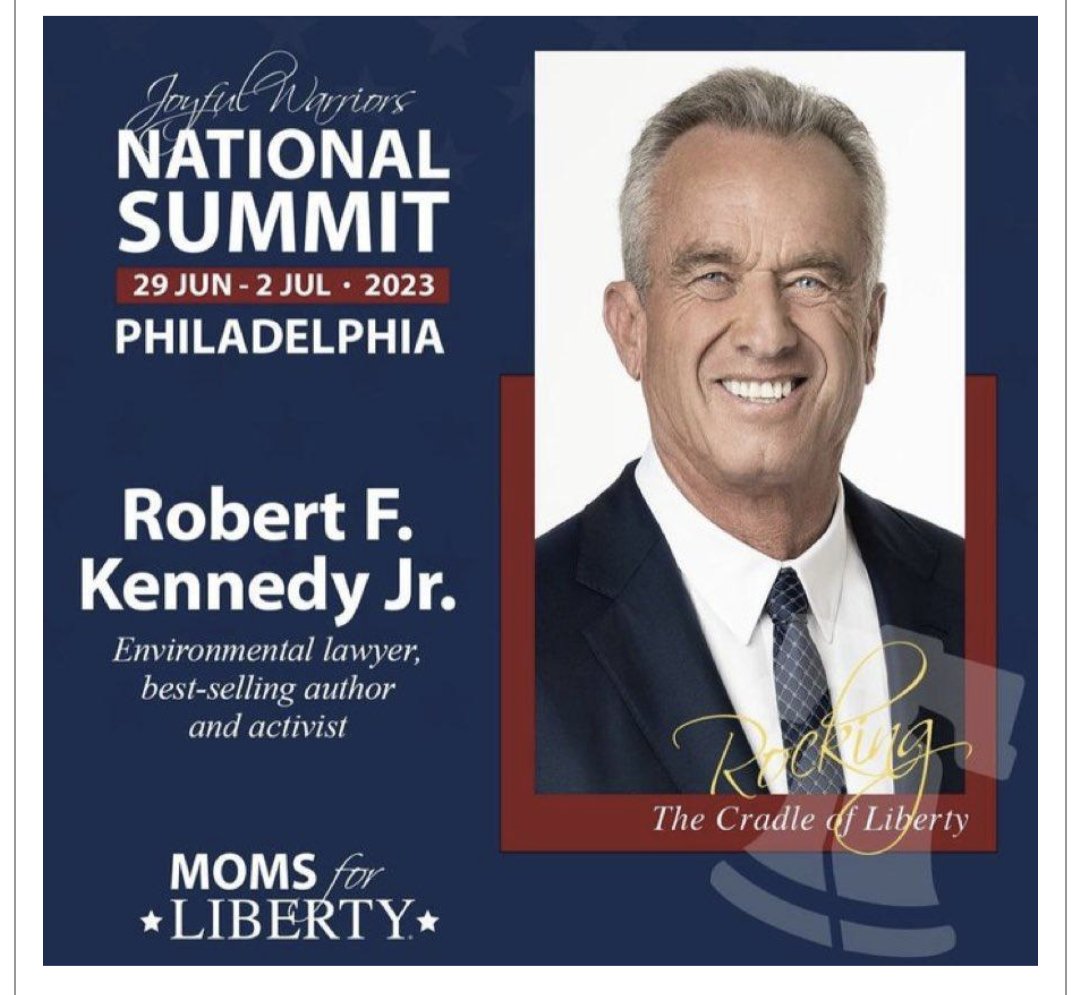 @TonyHussein4 RFK Jr. 
NOT A DEMOCRAT.

NO Democrat would EVER be the keynote speaker for a summit promoted by the Moms for Liberty.

They are the female Patriot Front without underwear on their faces.

No Democrat will be within a mile of this MAGA clusterfuck.