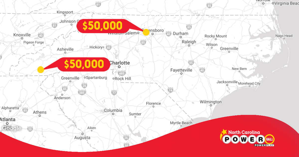 Two #NCLottery players scored $50,000 prizes in last night's #Powerball drawing! One lucky ticket was from #Speedway on Gallimore Dairy Dr. in #Greensboro and the other was from Dowdle Mountain Pitstop on Dowdle Mountain Rd. in #Franklin. Congrats to the winners! https://t.co/ed7LMS2HeI