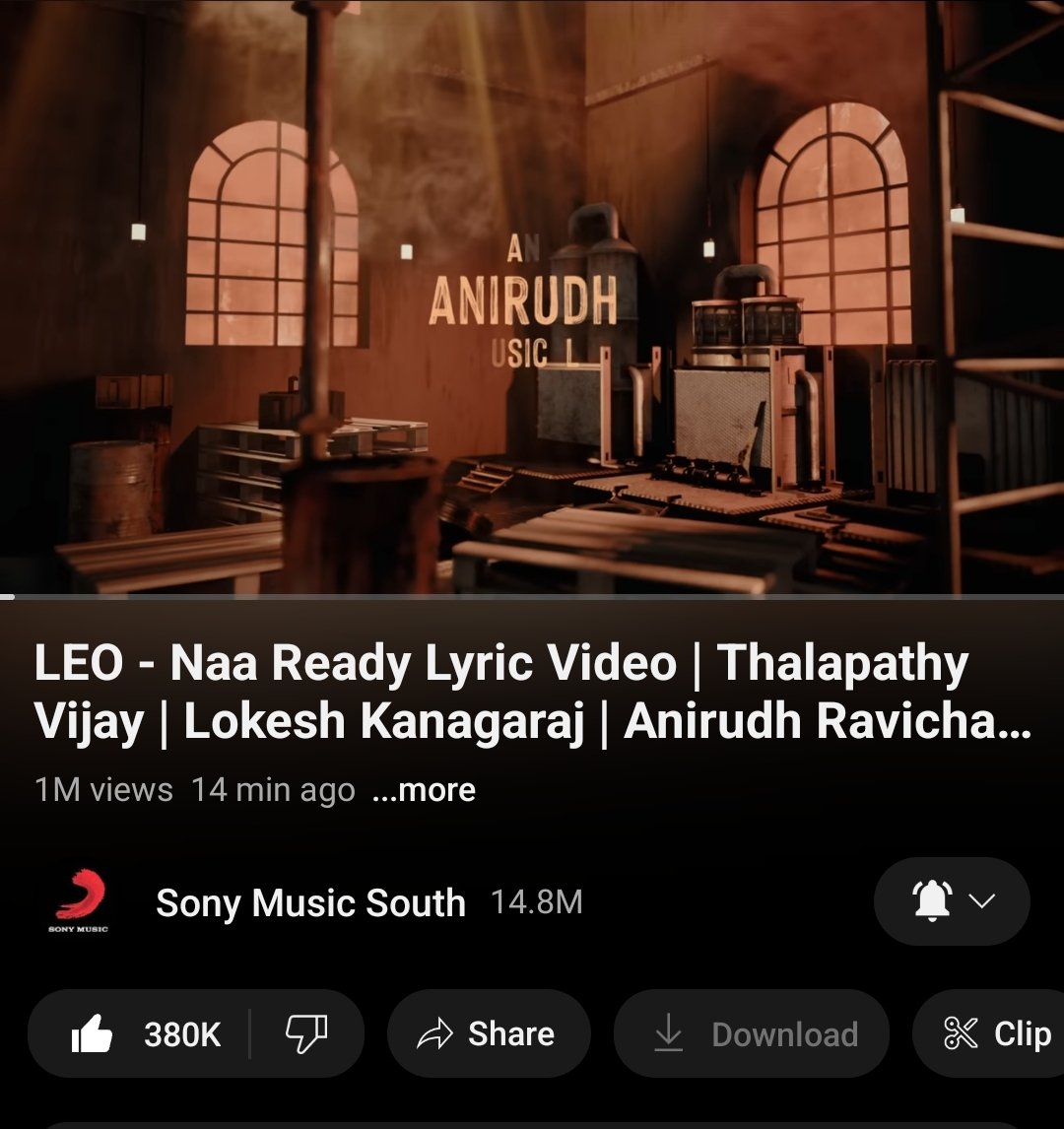 KOLLY WOOD CINEMA (@kcumedia) on Twitter photo Just 14 minutes only #1millionviews
#380klikes #NaaReadyFirstSingle <a href="/actorvijay/">Vijay</a> <a href="/anirudhofficial/">Anirudh Ravichander</a> <a href="/Dir_Lokesh/">Lokesh Kanagaraj</a> <a href="/immasterdinesh/">Dinesh choreographer</a> <a href="/Jagadishbliss/">Jagadish</a> Just 14 minutes only #1millionviews
#380klikes #NaaReadyFirstSingle <a href="/actorvijay/">Vijay</a> <a href="/anirudhofficial/">Anirudh Ravichander</a> <a href="/Dir_Lokesh/">Lokesh Kanagaraj</a> <a href="/immasterdinesh/">Dinesh choreographer</a> <a href="/Jagadishbliss/">Jagadish</a>