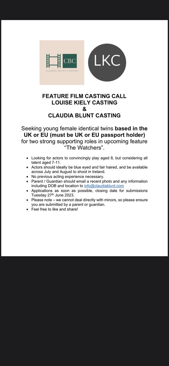 Claudia Blunt Casting tweet media