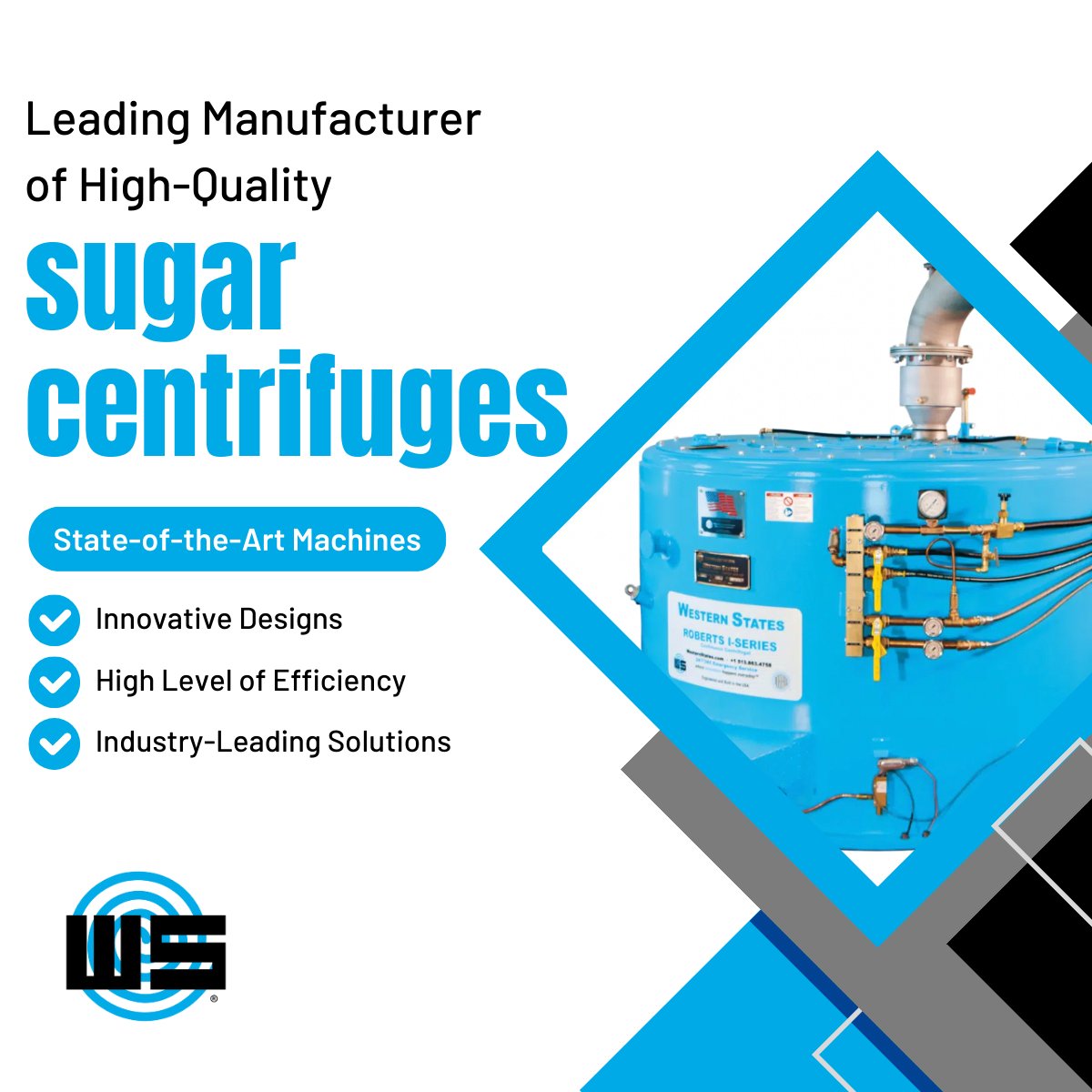 WSInnovation's tweet image. Western States is a leading manufacturer of high-quality #sugarcentrifuges, providing innovative solutions for the sugar industry since 1917: hubs.li/Q01RnTrL0

#WesternStatesMachine #SugarProcessing #Innovation