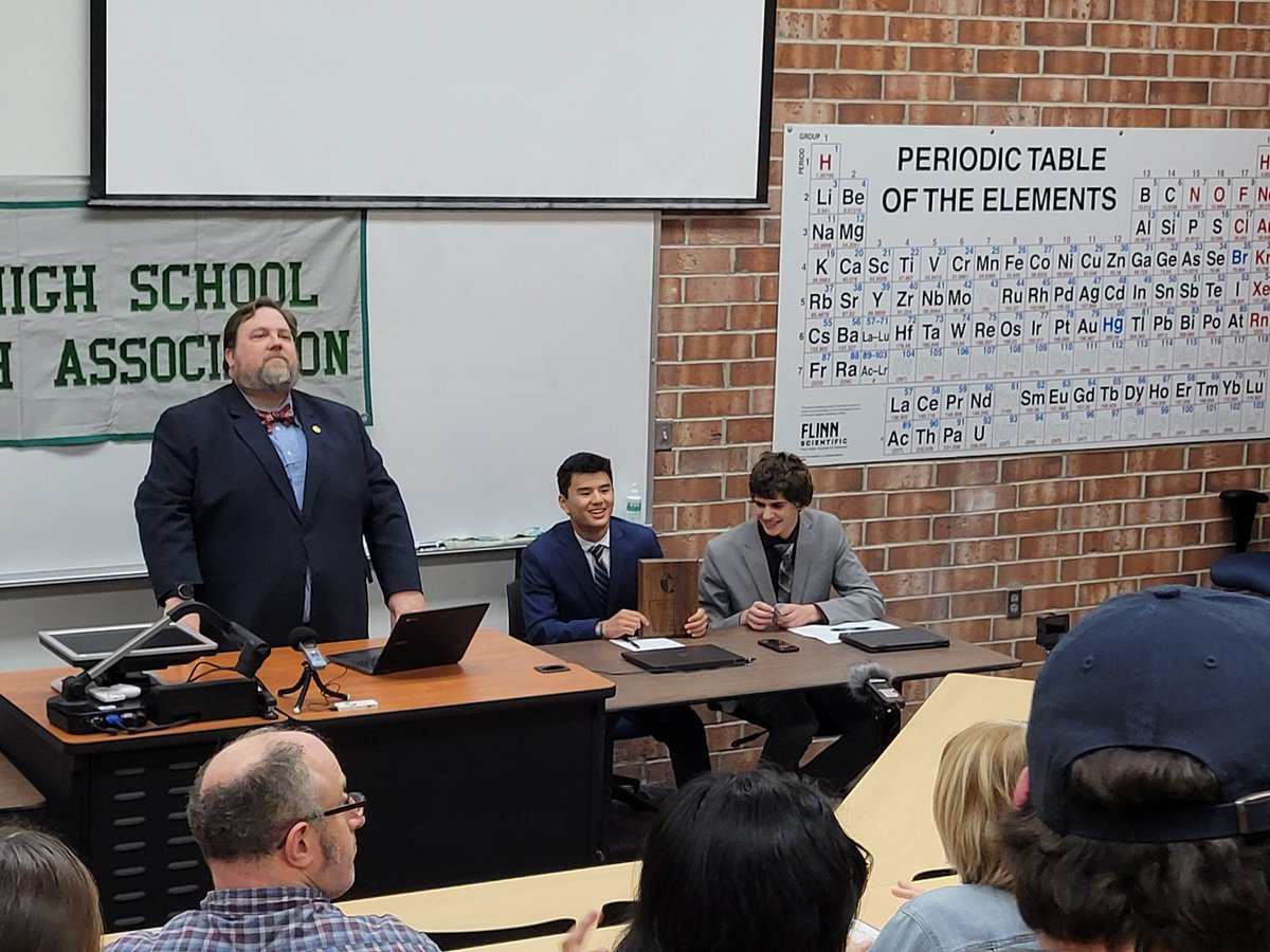 ICWspeechdebate's tweet photo. Iowa City West Speech and Debate sends their sincerest condolences to @DCHSMaroons on the passing of Tim Sheaff. Below is a picture of Tim presenting the PF State Title in January, contributing to the community as he always did. With the greatest respect, rest in peace, Tim. https://t.co/P8naV25gHm