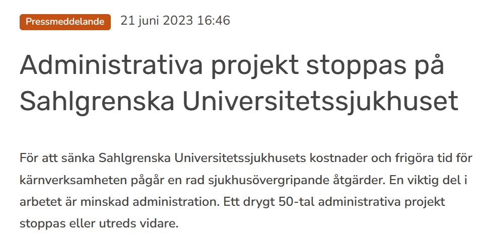 Bra ambition av @sahlgrenska, att försöka hushålla med personalens tid och med skattepengarna. #vårdpol press.newsmachine.com/pressrelease/v…