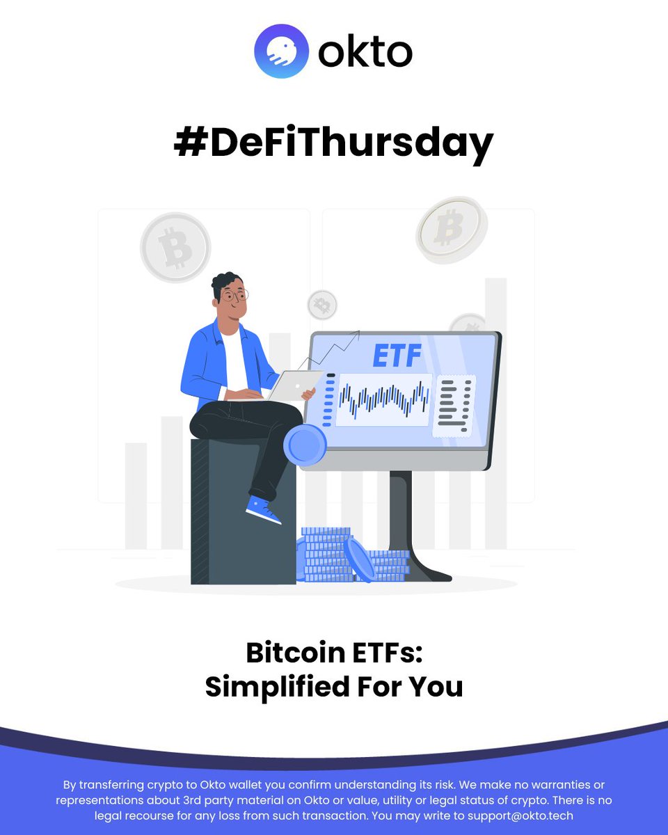 okto_web3's tweet photo. This #DeFiThursday, we have something different!๐
Imagine you want to buy #Bitcoin but do not want to #HODL them. But still, buy them!
Sounds impossible, right?๐ค
Well, that was an oversimplified description of #BitcoinETF.
Letโs get to know what they are in this thread!๐งต https://t.co/e2NkDavqNp
