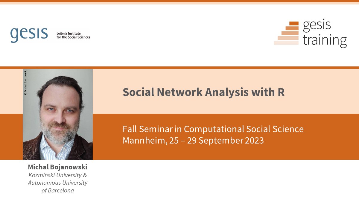 Interested in #SocialNetworkAnalysis with #R? 

@mbojan will teach you all about network descriptives, visualizations, community detection, homophily, #ERGM, #SAOM and so much more!

➡️ More info & registration at bit.ly/NetworkAnalysi…