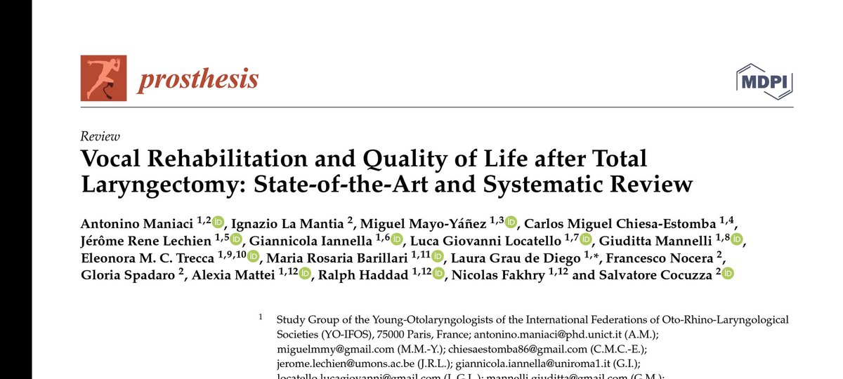 El uso de prótesis de voz supone un antes y un después en la vida de los #pacientes. Nuevo trabajo, un placer como siempre 💪
#orl #chuac #phD #investigation

mdpi.com/2673-1592/5/3/…

<a href="/JeromeLechien/">Jerome R. Lechien, MD, PhD, FACS</a> <a href="/OrlChiesa/">Carlos Chiesa</a> <a href="/MDPIOpenAccess/">MDPI</a> <a href="/ORLCHUAC/">Otorrinolaringología #CHUAC</a> <a href="/Atos_Medical_ES/">ATOS Medical Spain S.L.</a>