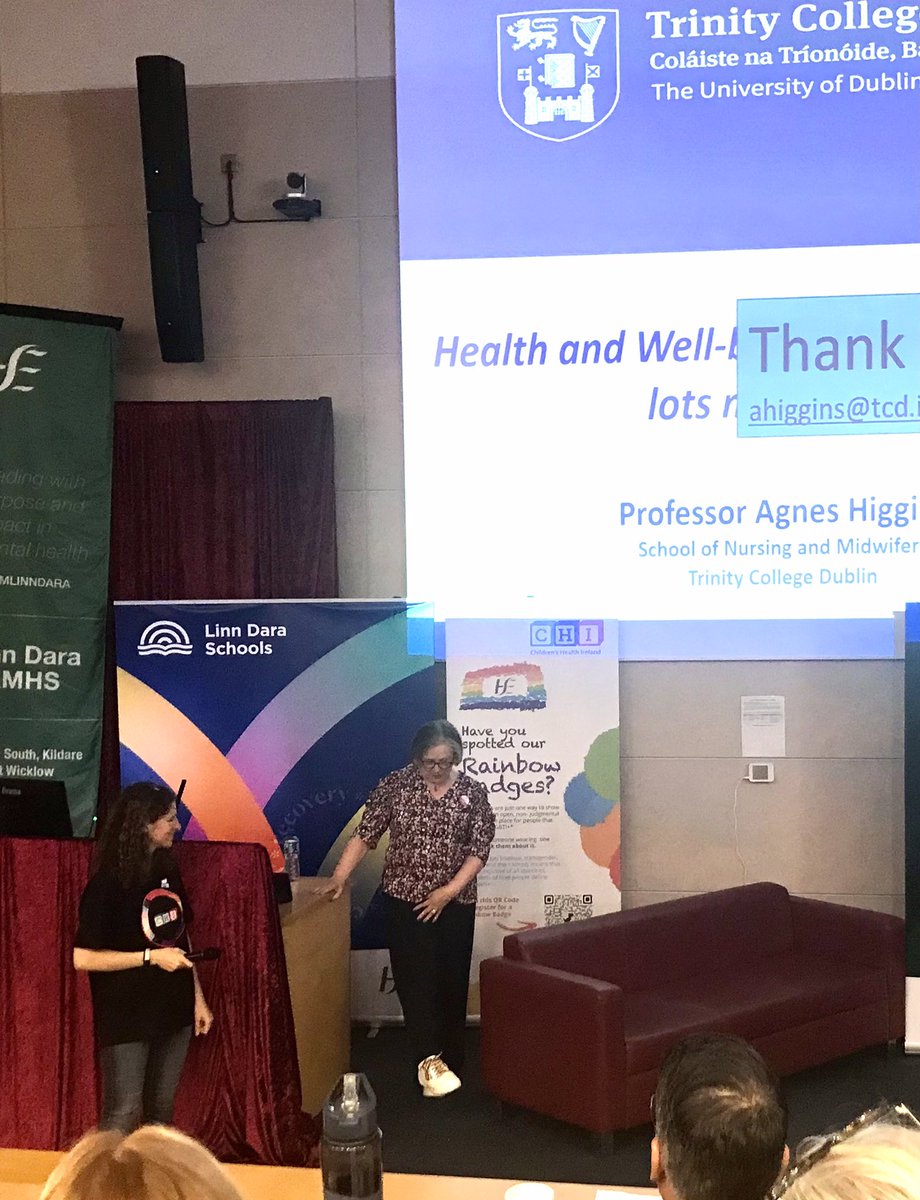 Walking the talk- Professor Agnes Higgins @Cillmurry promoting her rainbow laces following a fantastic presentation on the health and well-being of LGBTQ+ youth. #HSErainbow2023 @TCD_SNM #teamlinndara