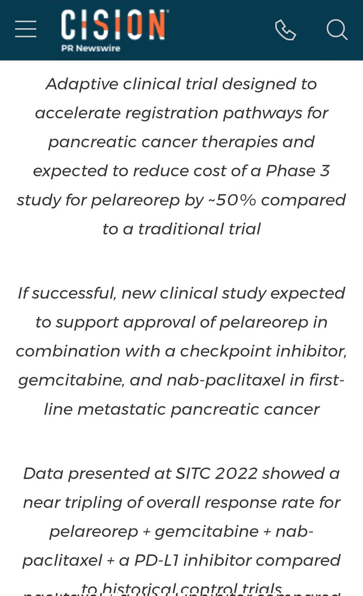 Absolutely huge for $ONCY and best part? They aren't paying full price for this trial. FDA designed = interim, less patients, and likely 50% funding from PanCan.

This explains the rise and what I was talking about with momentum. I believe it is first time in $ONCY hx for Phase 3