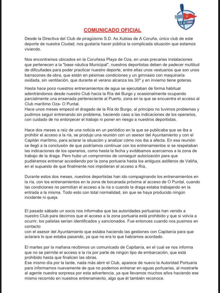 SDAsXubias's tweet photo. 📢⚠️ COMUNICADO OFICIAL.

Nuestros deportistas necesitan vuestra ayuda. No queremos que ningún niño tenga que dejar de lado este deporte .

@ConcelloCoruna @vocescoruna @deportecoruna @RFEPiraguismo @federaciongapi @PPCoruna https://t.co/fIo6O7W0JU