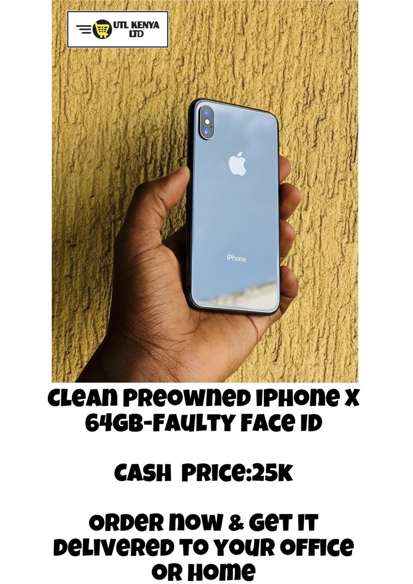 Clean Preowned iPhone X 64gb-Faulty Face ID 
    
Cash  Price:25k

Order now & get it delivered to your office or home

#OceanGate 
#Titanic
#WRCSafariRally 
#FeelTheRoar 
#Maandamano
#ThikaRoad