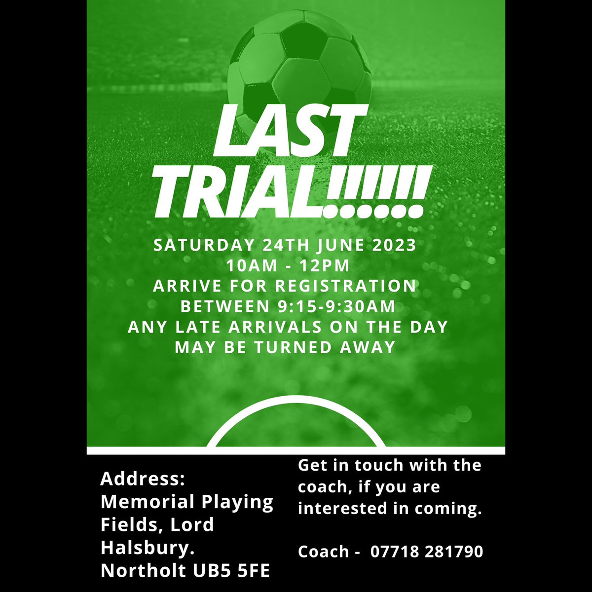 Our last trials Saturday! before pre-season begins! 

Details below:

#freeagent #westlondon #london #football #middlesexfootball