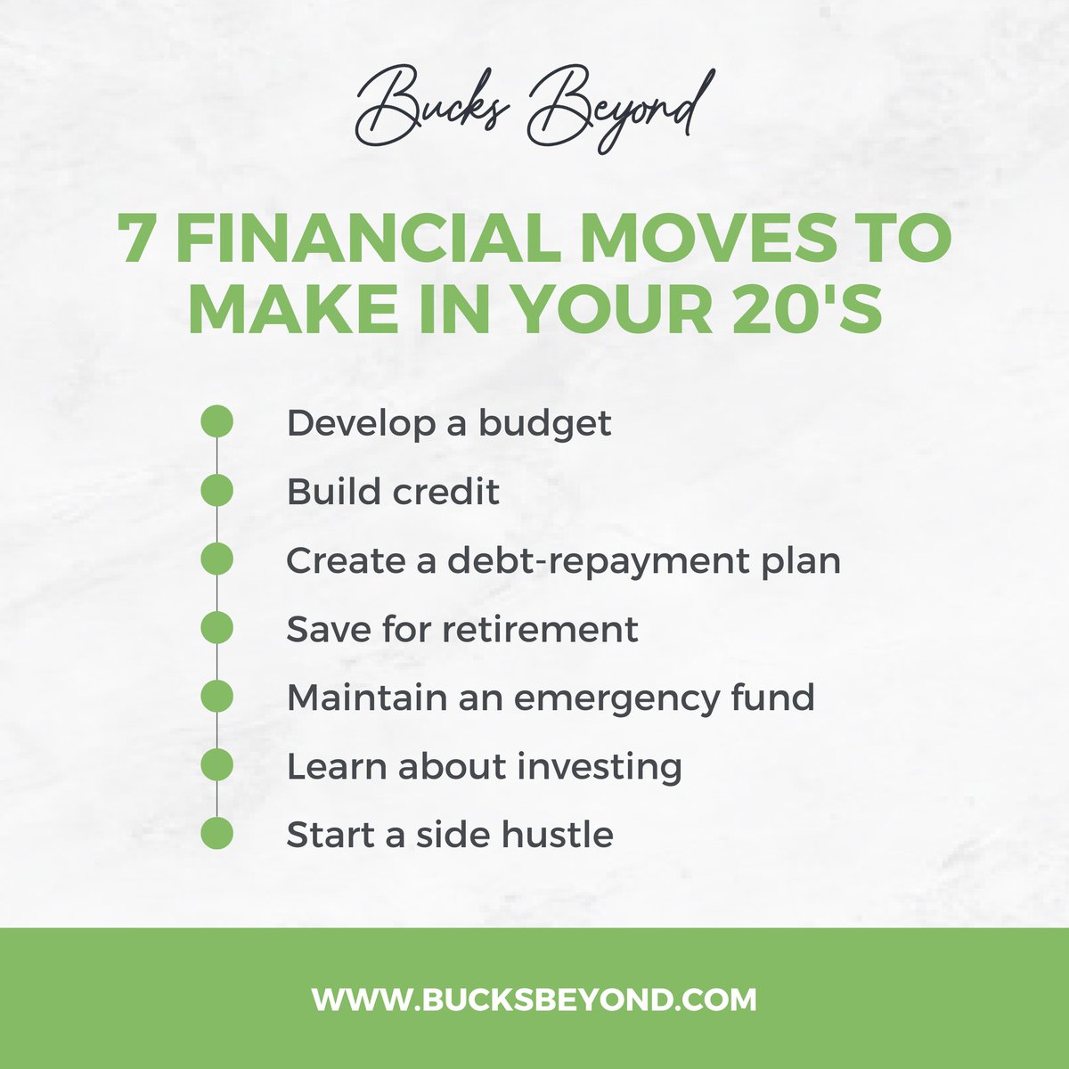 Optimize your financial journey in your 20s with these 7 tips to ensure a prosperous future, and remember, focus on what you can achieve along your own path.

#finance #budgeting #savingmoney #wealthbuilding #finanicalgoals #sidehustles #budgettips #budget #investing #money