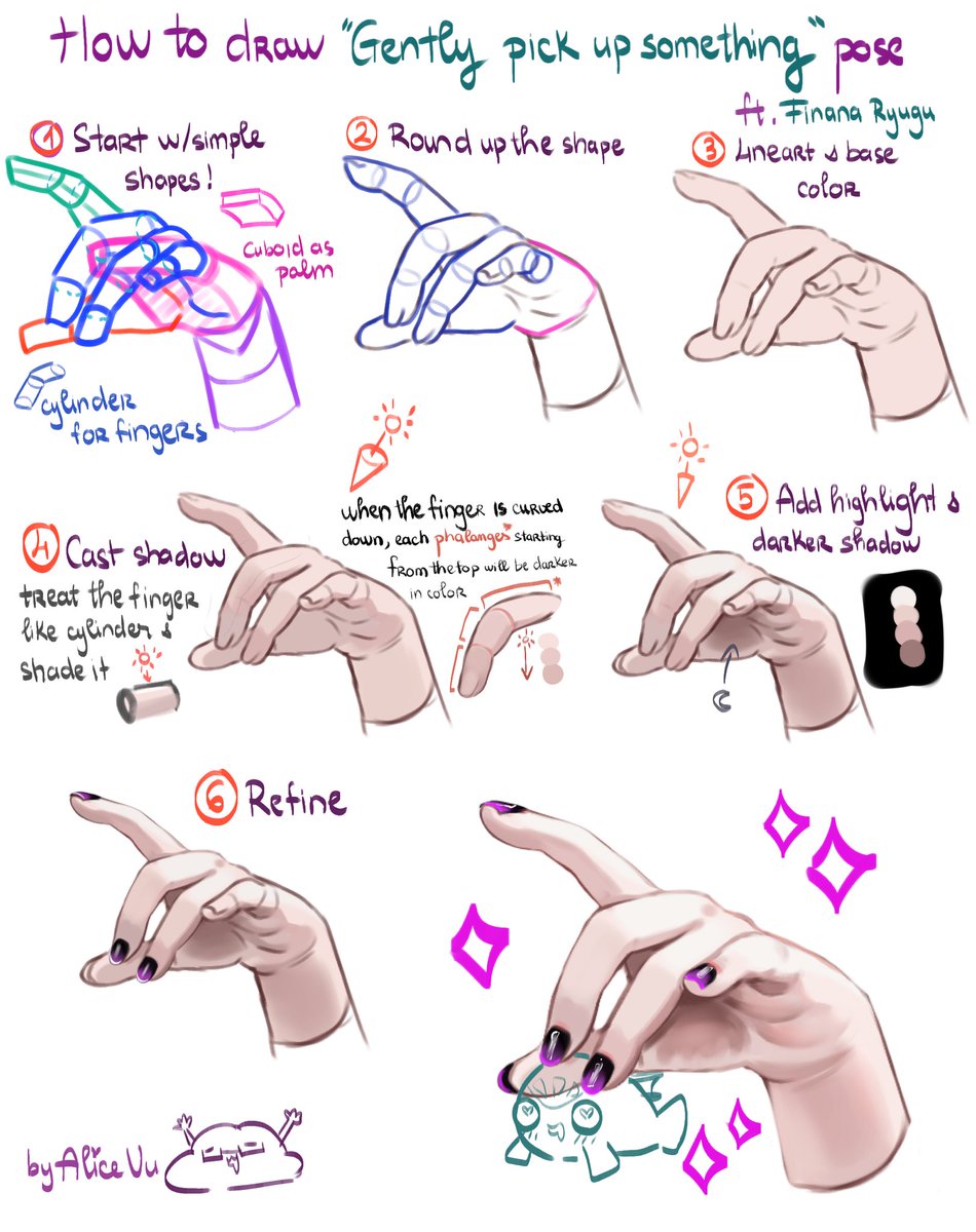 How to ✍️ "gently picking up something" hand pose ft. Finana Ryugu #Finanart