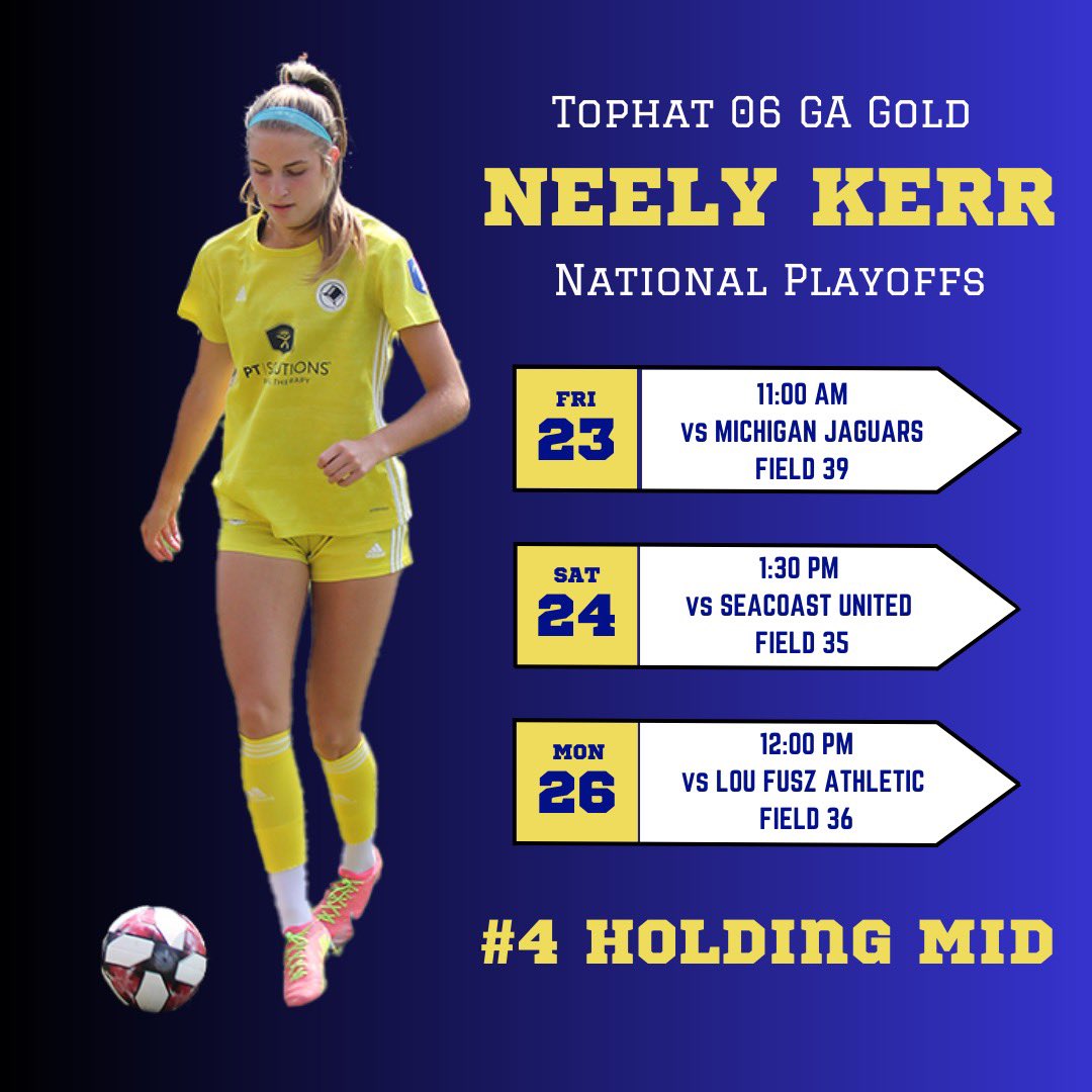 Girls Academy National Playoff Schedule! Excited to play against some great competition in New Jersey! <a href="/GAcademyLeague/">Girls Academy</a> <a href="/NTH_Tophat/">NTH Tophat</a> <a href="/TopDrawerSoccer/">TopDrawerSoccer</a> <a href="/ImCollegeSoccer/">College Soccer Truth ™</a>