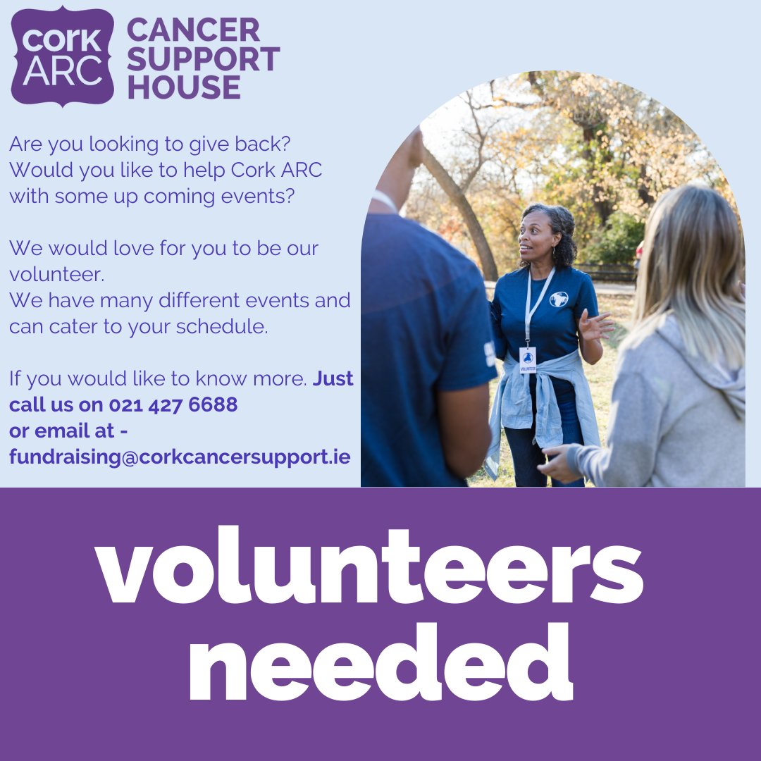 Cork ARC Cancer Support House (@corkarccancer) on Twitter photo If you or someone you love has used our services before and you would like to give back, we would love to hear from you.
All you need to do is call us at 021 427 6688 or email us at fundraising@corkcancersupport.ie
#fundraising #volunteer #cancersupport #cork #bantry If you or someone you love has used our services before and you would like to give back, we would love to hear from you.
All you need to do is call us at 021 427 6688 or email us at fundraising@corkcancersupport.ie
#fundraising #volunteer #cancersupport #cork #bantry