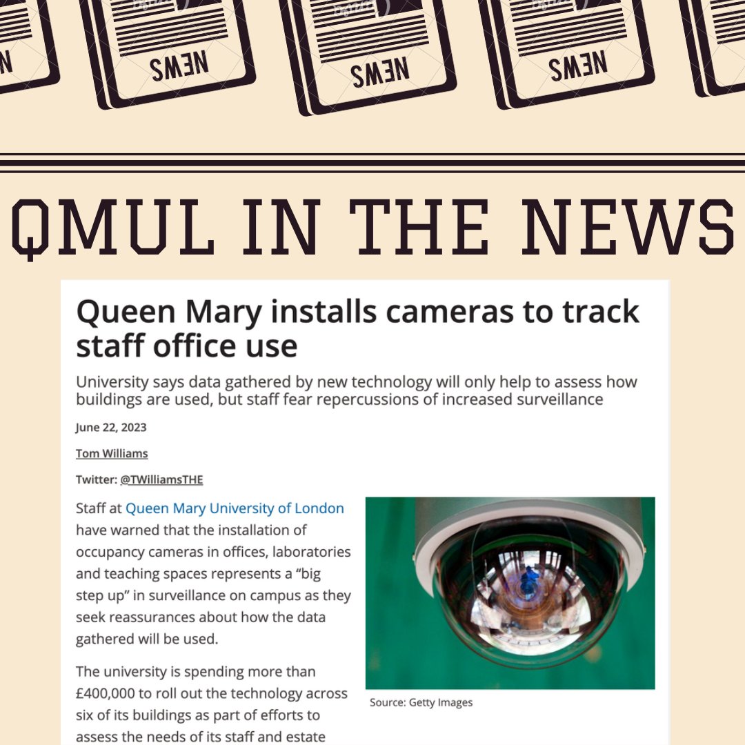 When you, in the dead of night, install 'occupancy monitoring cameras', across teaching spaces, the library, &amp; personal offices, and do not elaborate what you'll use that data for, you're going to face some questions...
Thanks for reporting <a href="/timeshighered/">Times Higher Education</a> 
timeshighereducation.com/news/queen-mar…