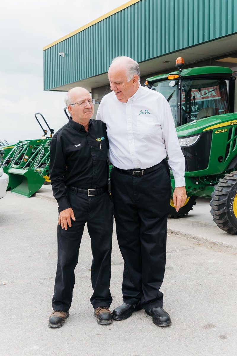 Fun Fact: there are 104 Years of Experience at Green Tractors between these two legends! Last week, we celebrated Lorne Somerville at Nobleton's 50 Years and counting ... pictured here with the gem Bruce Smith of Port Perry! We are so lucky to have them.