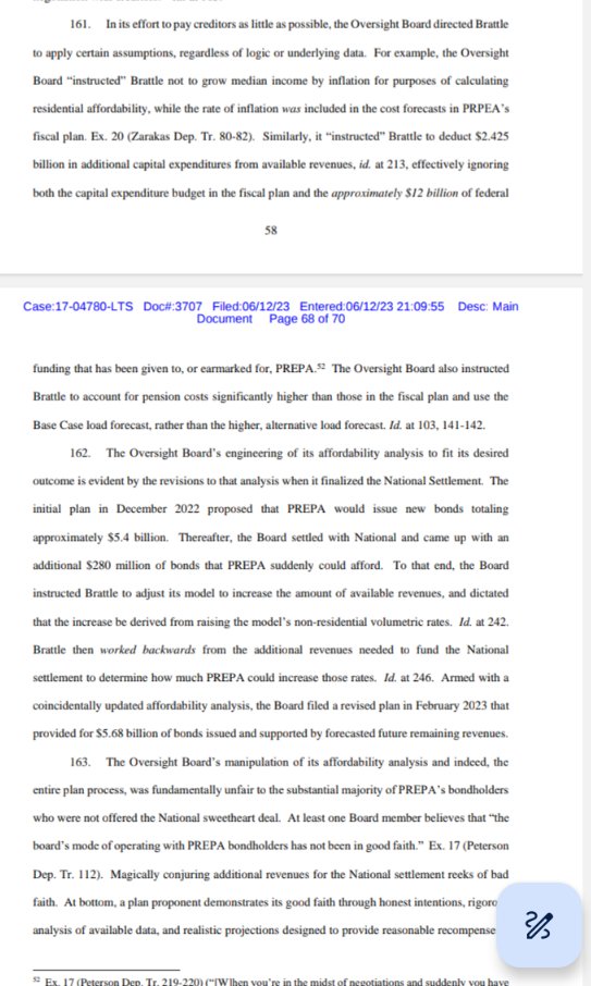 Prepa bondholders detailed OBoard's lack of 'good faith' in their objection to plan of adjustment they just blew up. OBoard has overridden the express direction of Congress & court since 2016. Shameful if the court allows **another** do over. #muniland  drive.google.com/file/d/1oh9JA4…