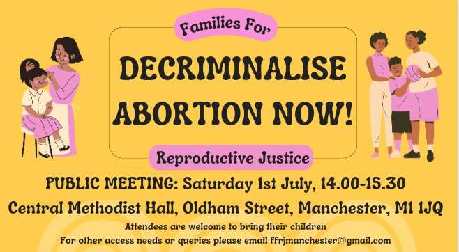 ffrjmanchester's tweet image. When women, birthing parents, and families face decisions about pregnanc and abortion, we need support and compassion, not the threat of a conviction. Join us as we discuss abortion law reform and demand decriminalisation now! #decriminaliseabortion