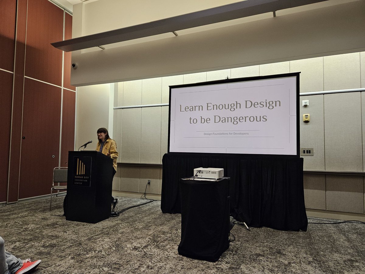 iansltx's tweet image. Time to talk UI/UX with @kathryngrayson #kcdc