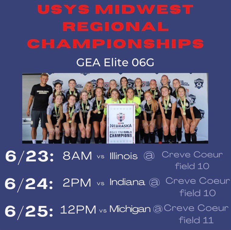 GAME TIMES 👇👇

Can’t wait to compete this weekend!! @GretnaEliteAcad @USYouthSoccer 

#ROADtoFL #FORitALL
#USYS #WeAreYouthSoccer