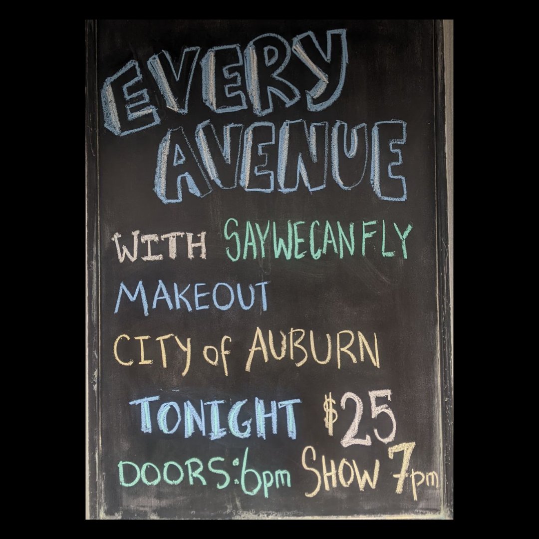 Motorco Music Hall (@motorcomh) on Twitter photo TONITE!!! Us & <a href="/getsadyall/">get sad y’all</a> present <a href="/EveryAvenue/">Every Avenue</a> / @SayWeCanFly /<a href="/makeoutofficial/">MAKEOUT</a> / <a href="/cityofauburn_/">CITY OF AUBURN</a> Doors 6pm | Show 7pm | Tickets Available TONITE!!! Us & <a href="/getsadyall/">get sad y’all</a> present <a href="/EveryAvenue/">Every Avenue</a> / @SayWeCanFly /<a href="/makeoutofficial/">MAKEOUT</a> / <a href="/cityofauburn_/">CITY OF AUBURN</a> Doors 6pm | Show 7pm | Tickets Available