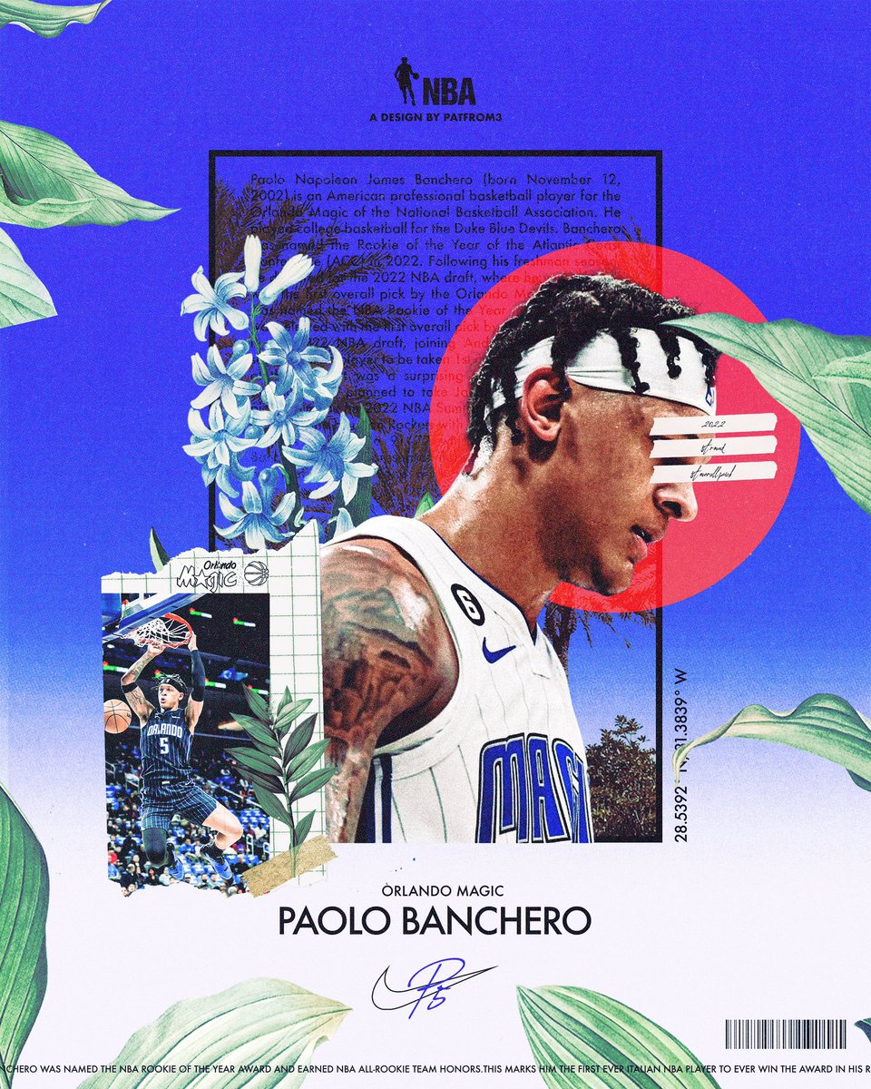 Since its draft day, wanted to make a poster of last year’s #1 pick, Paolo Banchero.

@paolobanchero @OrlandoMagic 

#MagicTogether #p5 #paolo