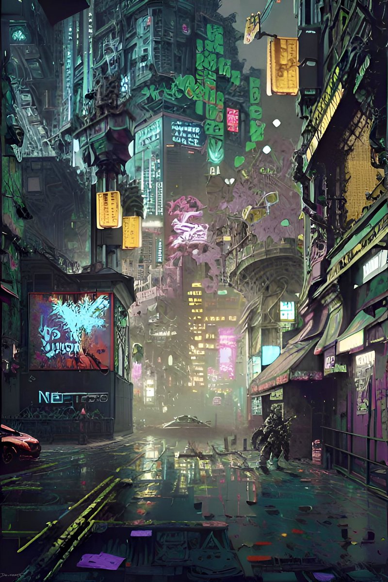 Cyberpunk - Gibson District near the Wharf     #cyberpunk #Cyberpunk2077 #Edgerunners #scifiart #Shadowrun #fantasyart #aiartcommunity #aiart #cyberpunkart #neotokyo #conceptart #noir