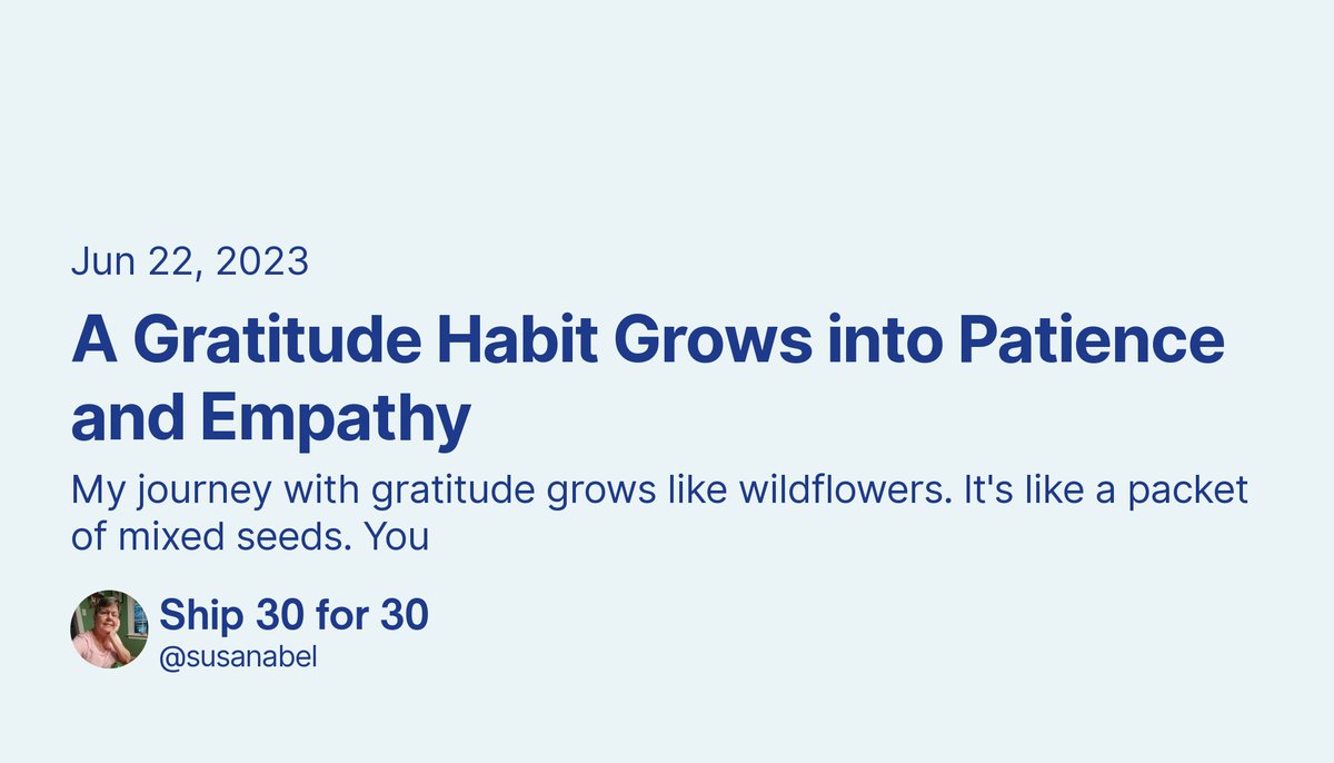 New shipment! A Gratitude Habit Grows into Patience and Empathy by abel2readaloud. 

👉  Read it —> x.com/abel2readaloud…

#ship30for30