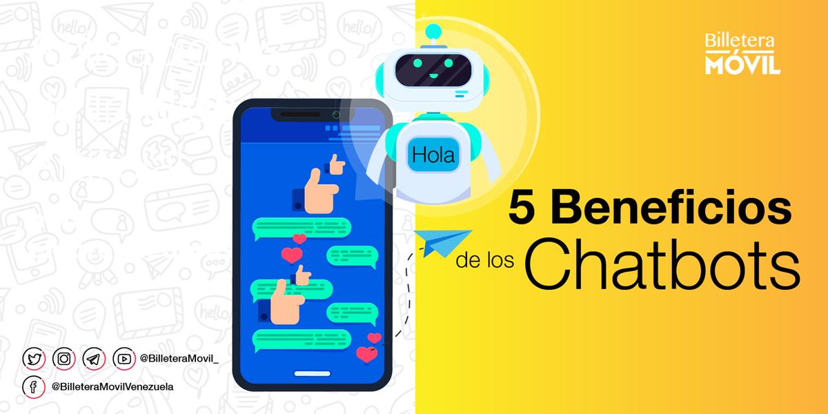 ¿Cuánto sabes de los Chatbots? Conoce un poco más de estos programas de inteligencia artificial en nuestro canal Telegram t.me/billeteramovil… y mejora la efectividad de tus campañas publicitarias, la personalización del contenido, atención al cliente y comercialización.