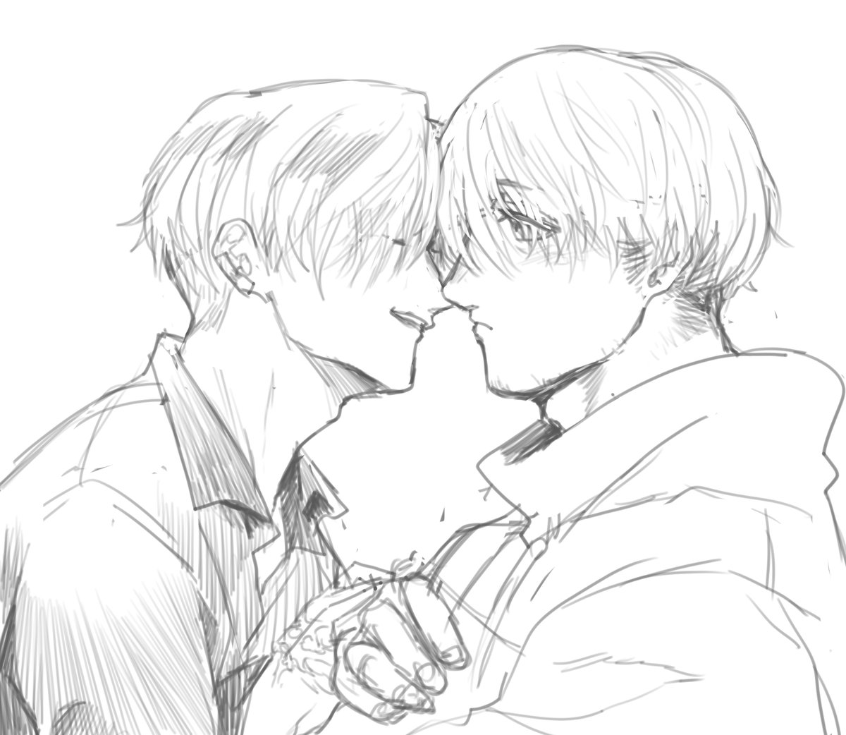 【創作】創作夫婦のイチャと真剣描いてた 