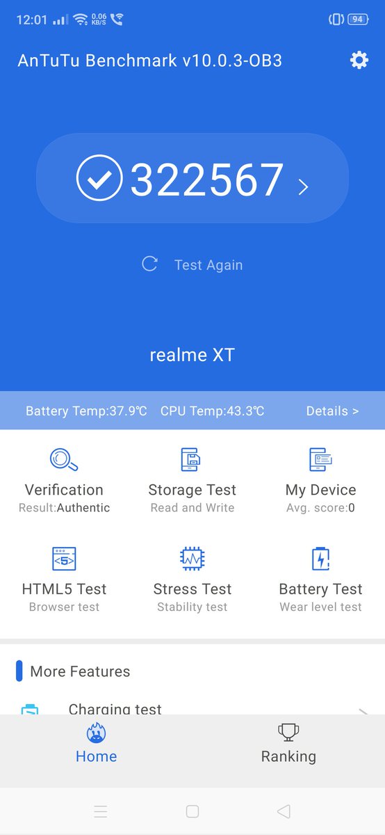 ravi3dfx's tweet photo. #Antutu Benchmark Score of My #realmext with Antutu Version 10 😍
Downgrade from #realmeui2.0 (Android 11) to (Android 9) #Coloros6 https://t.co/1mhdxfrHKH