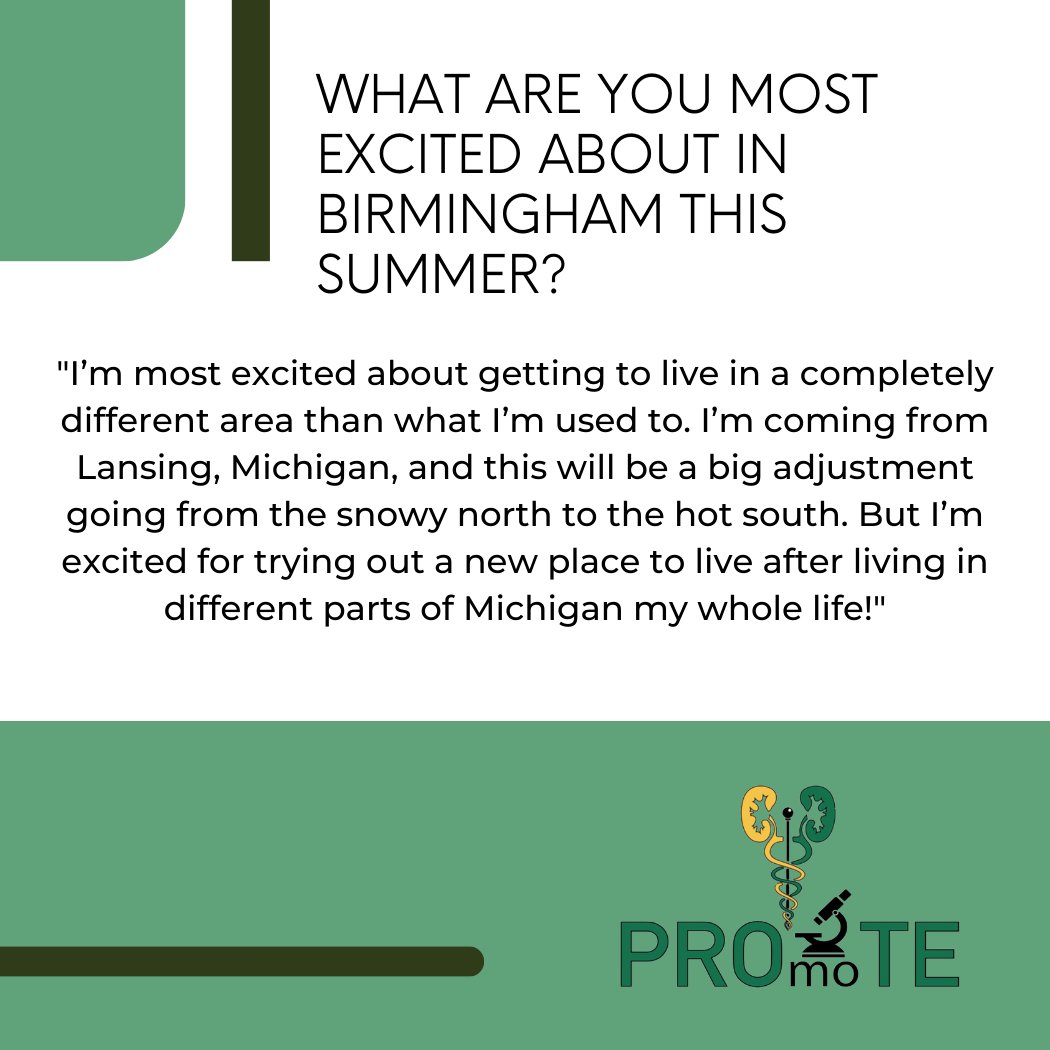 This week's PROmoTE Trainee Thursday is Ayla Vaughn Embs! Ayla is an entering PhD scholar at UAB. She received her undergraduate degree from Michigan Technological University and her master's from the University of Florida. @uabdeptmed #uabpromote23 #kuhprime #kuhmmunity