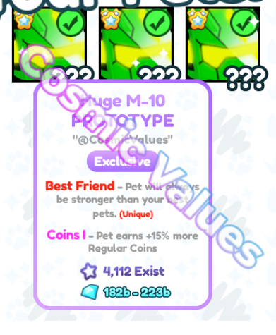 Pet Simulator X - Huge M-10 Prototype giveaway! (3x winners)  

To enter:  
1. Follow <a href="/CosmicValues/">Cosmic Values</a>
2. Like &amp; Retweet  
3. Comment your username  

🎉Winners will be announced in 48 Hours!
 #PetSimulatorX #PetSimX #Giveaway