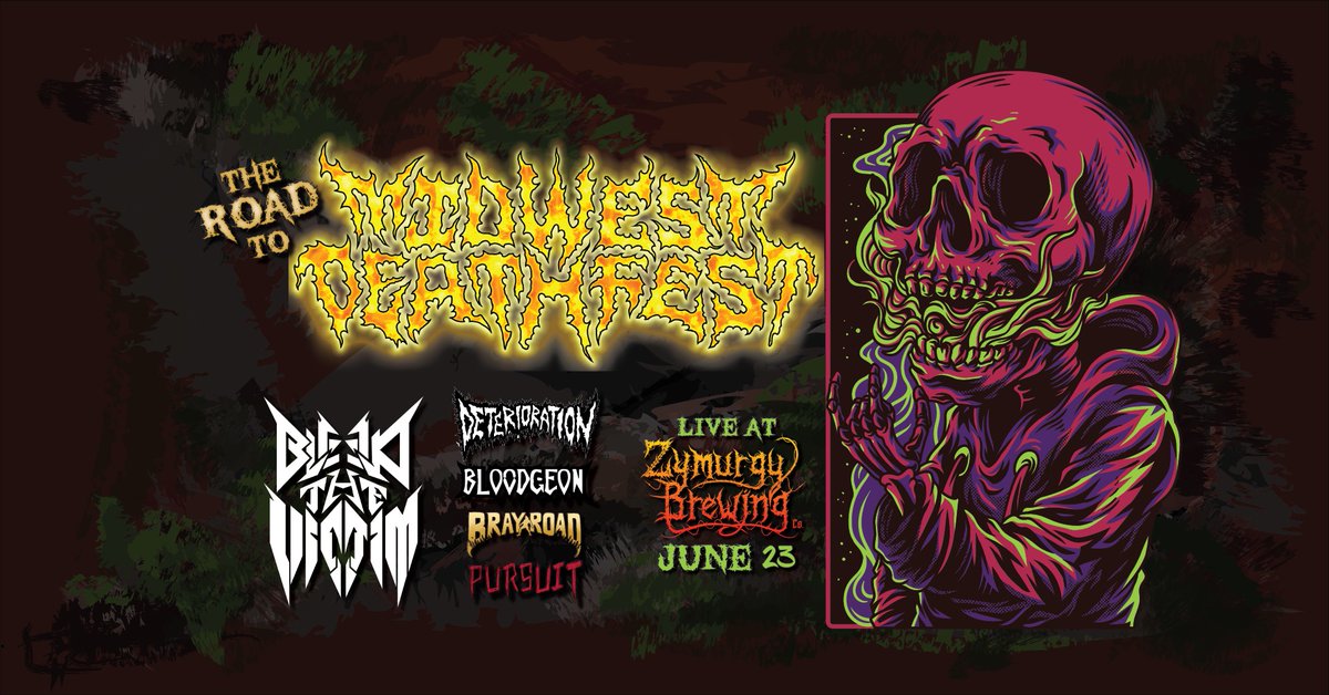 Are you a death metal follower?  The Road to Midwest Deathfest with Bleed the Victim featuring Deterioration, Pursuit, Bloodgeon, and Bray Road is at Zymurgy Brewing on June 23! 

facebook.com/events/9236002… 

#ExploreMmenomonie #MenomonieWI #DunnCounty