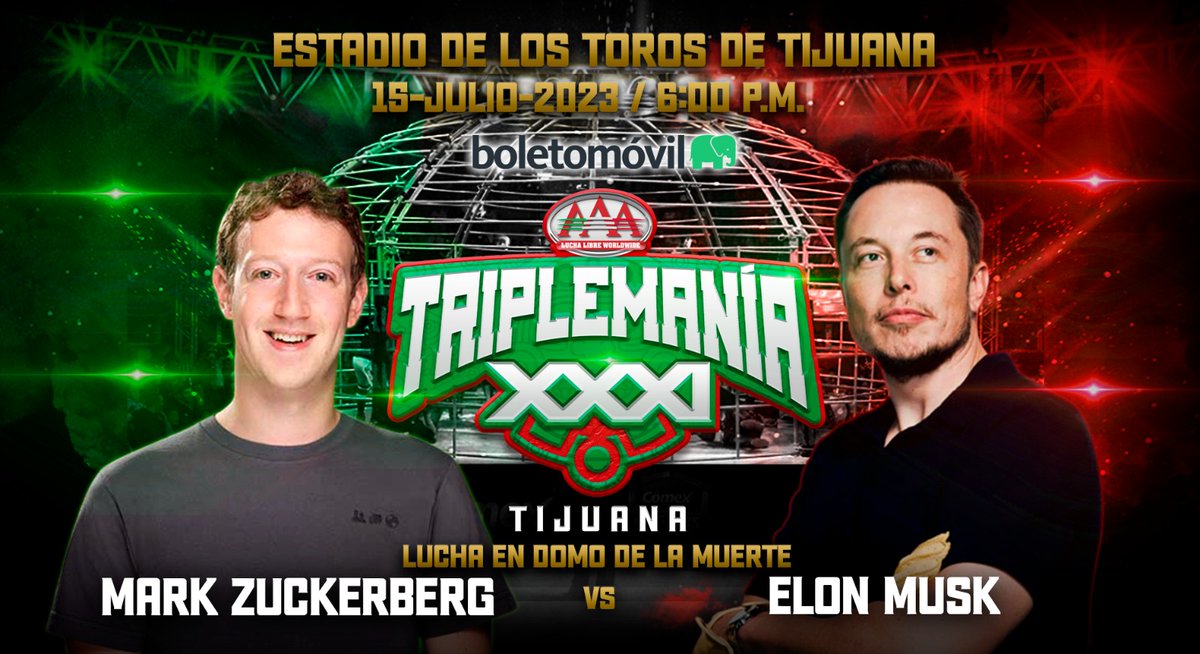 Hey, <a href="/elonmusk/">Elon Musk</a>... We got an idea:

Musk Vs Zuckerberg, Domo de la Muerte, #TriplemaniaXXXI