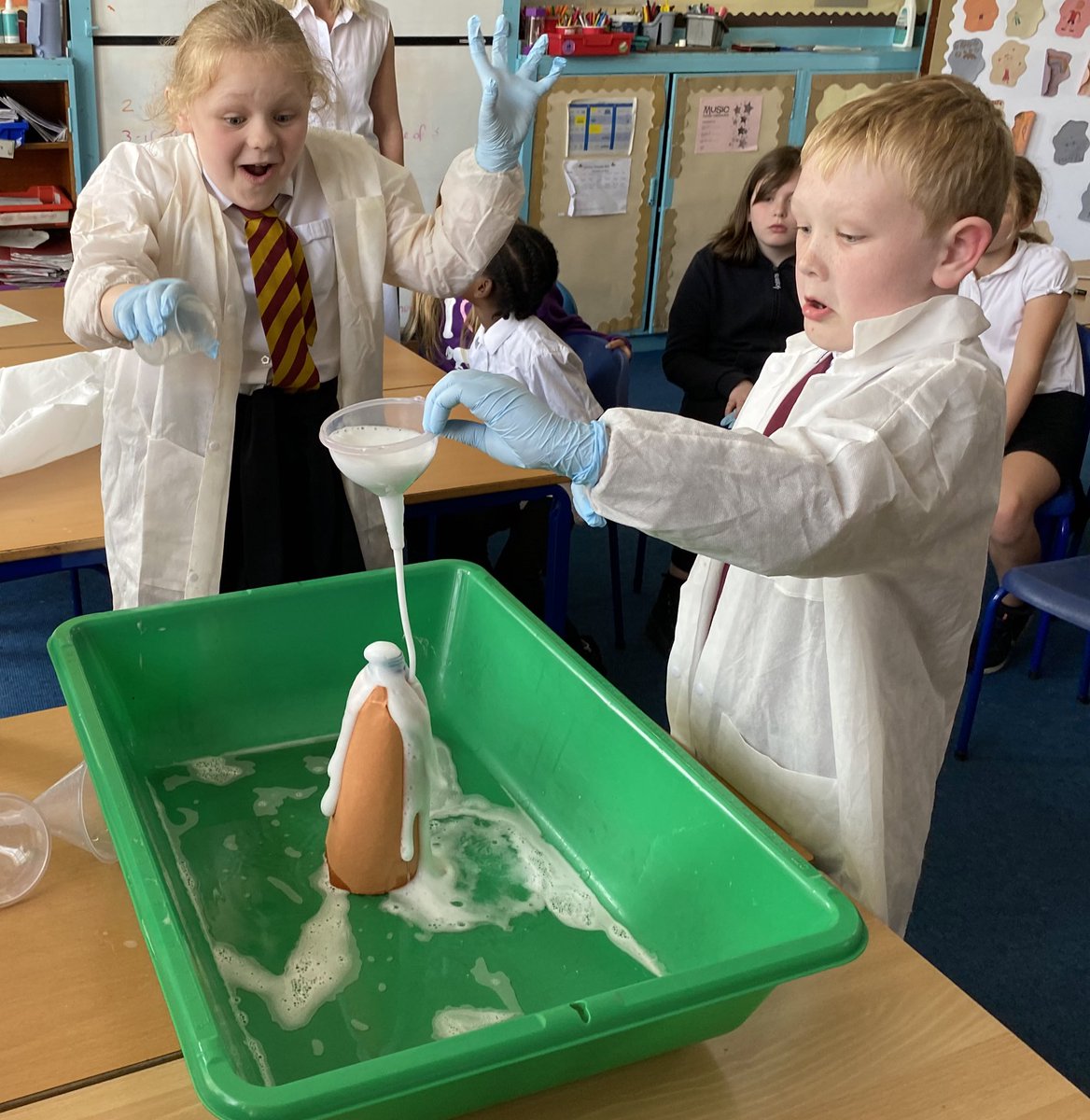 Yesterday, we carried our experiments to make an erupting volcano 🌋