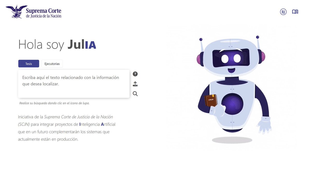 La <a href="/SCJN/">Suprema Corte</a> sacó una nueva plataforma llamada Julia para buscar tesis y ejecutorias mediante inteligencia artificial. 

Les dejo el link: julia.scjn.gob.mx