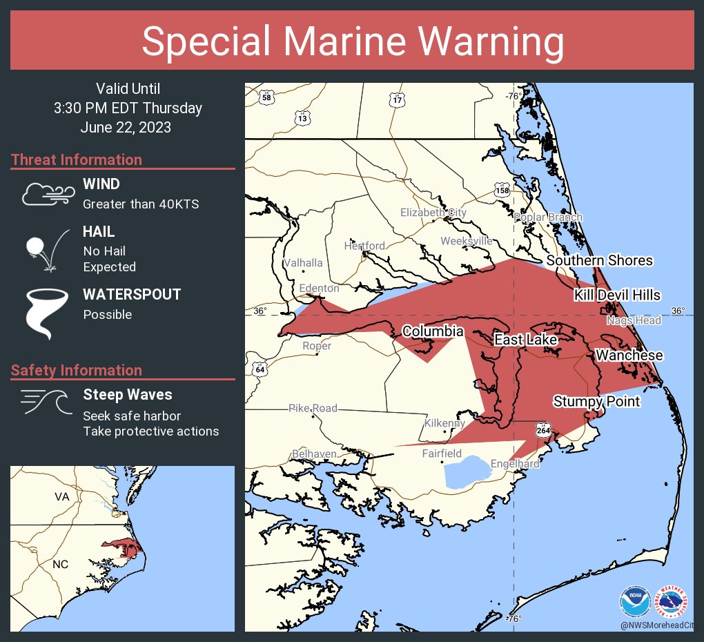 NWS Newport/Morehead on Twitter "Special Marine Warning including the